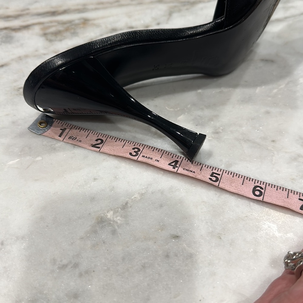 Via Spiga Black Heeled Slide Sandals with Gold Eyelets - Picture 10 of 10
